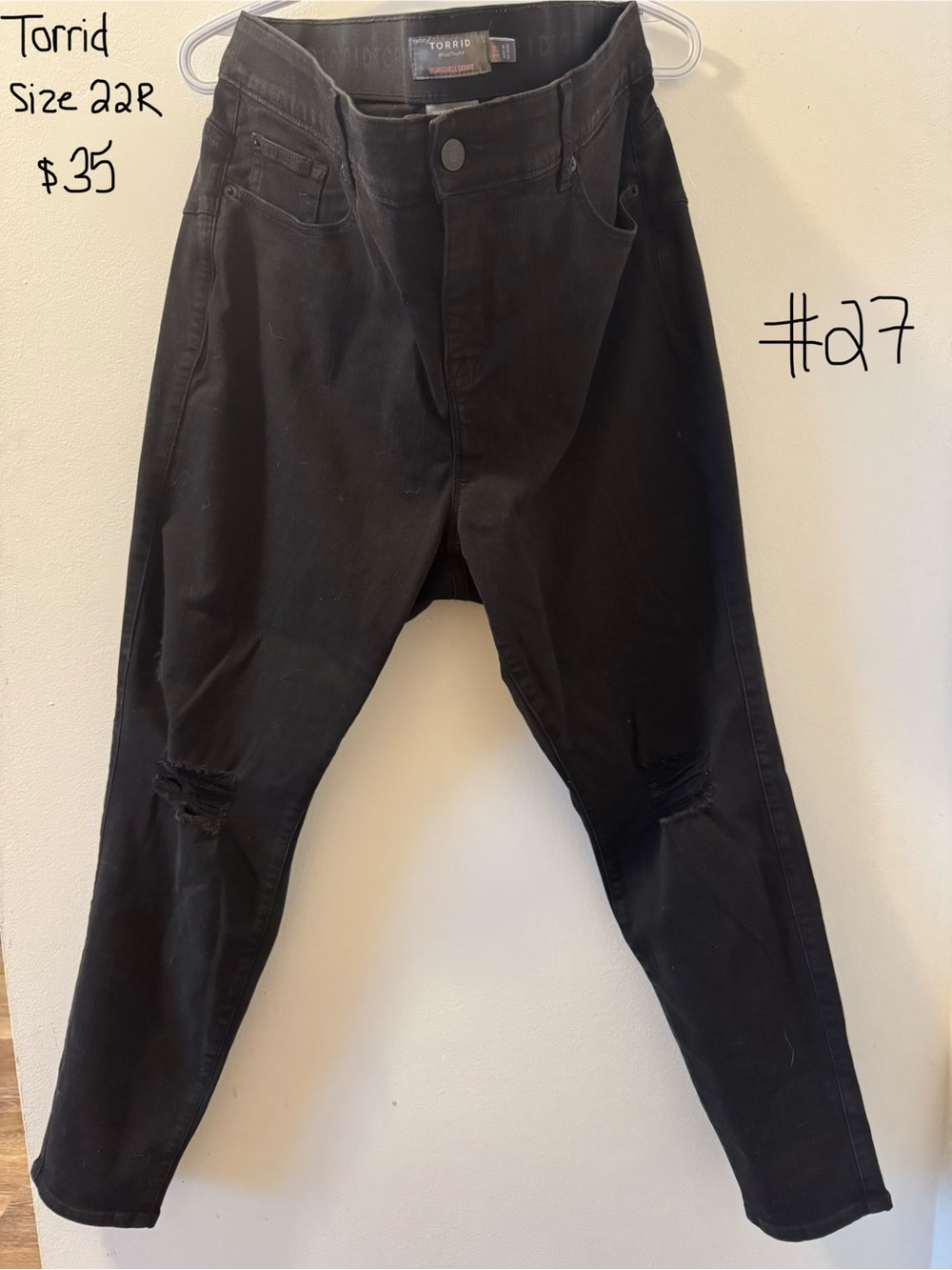 torrid Black Skinny Jeans with Knee Distress